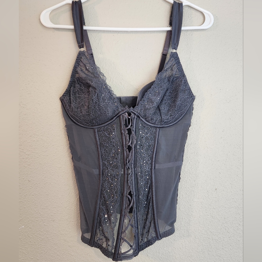 Victoria's Secret Gray Sparkly Corset Size 36C